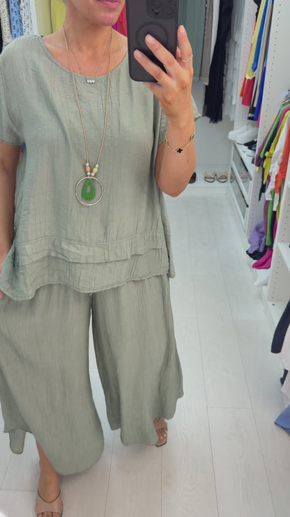 Freyanna Plain Textured Loose Fit Necklace Co-Ord Set