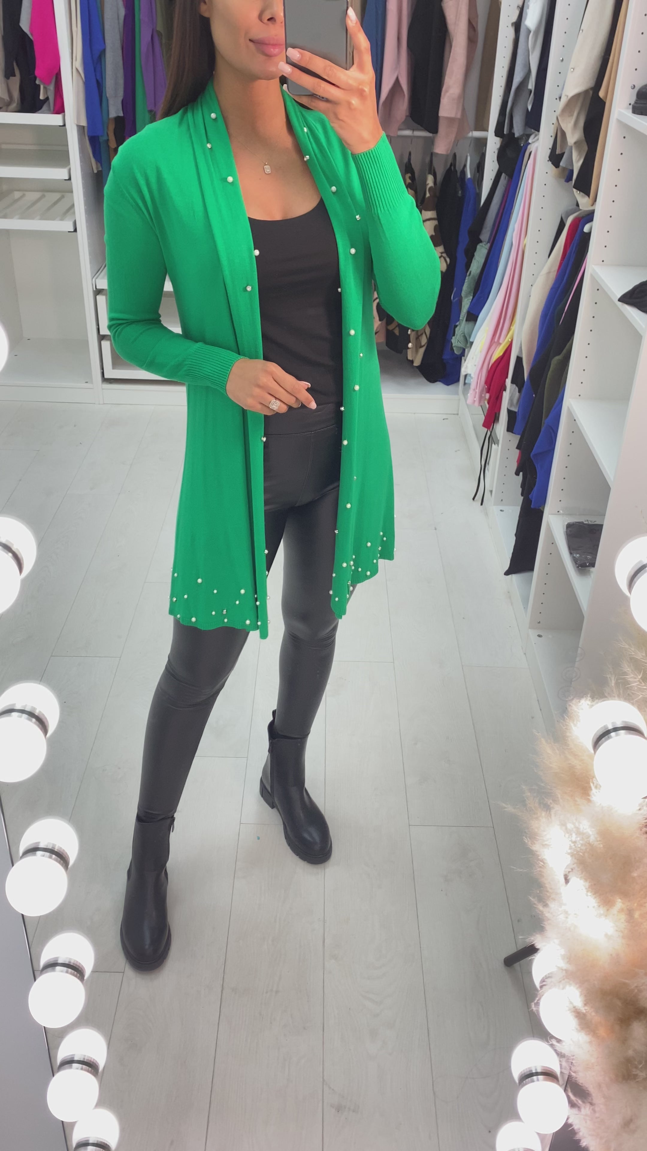 Marielle Pearl & Diamante Drape Front Cardigan