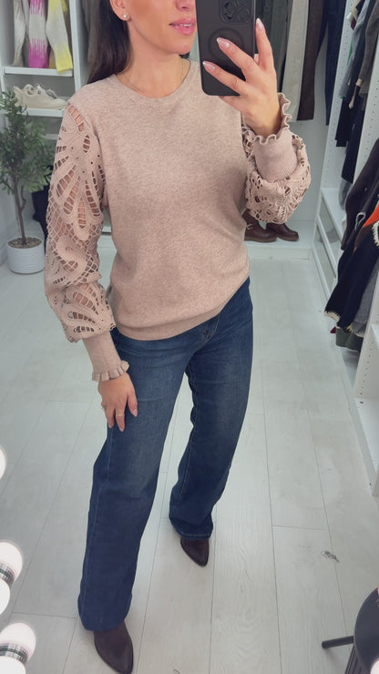 Kandise Floral Lace Sleeves Detailed Jumper