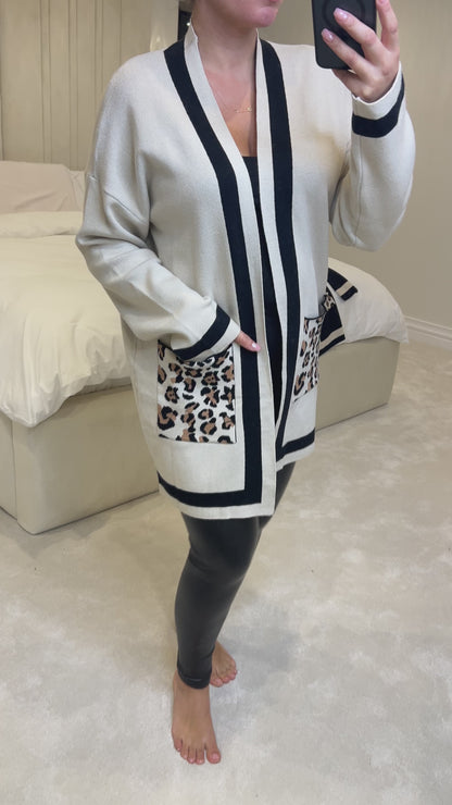 Gabri Leopard Print Deep Pocket Cardigan