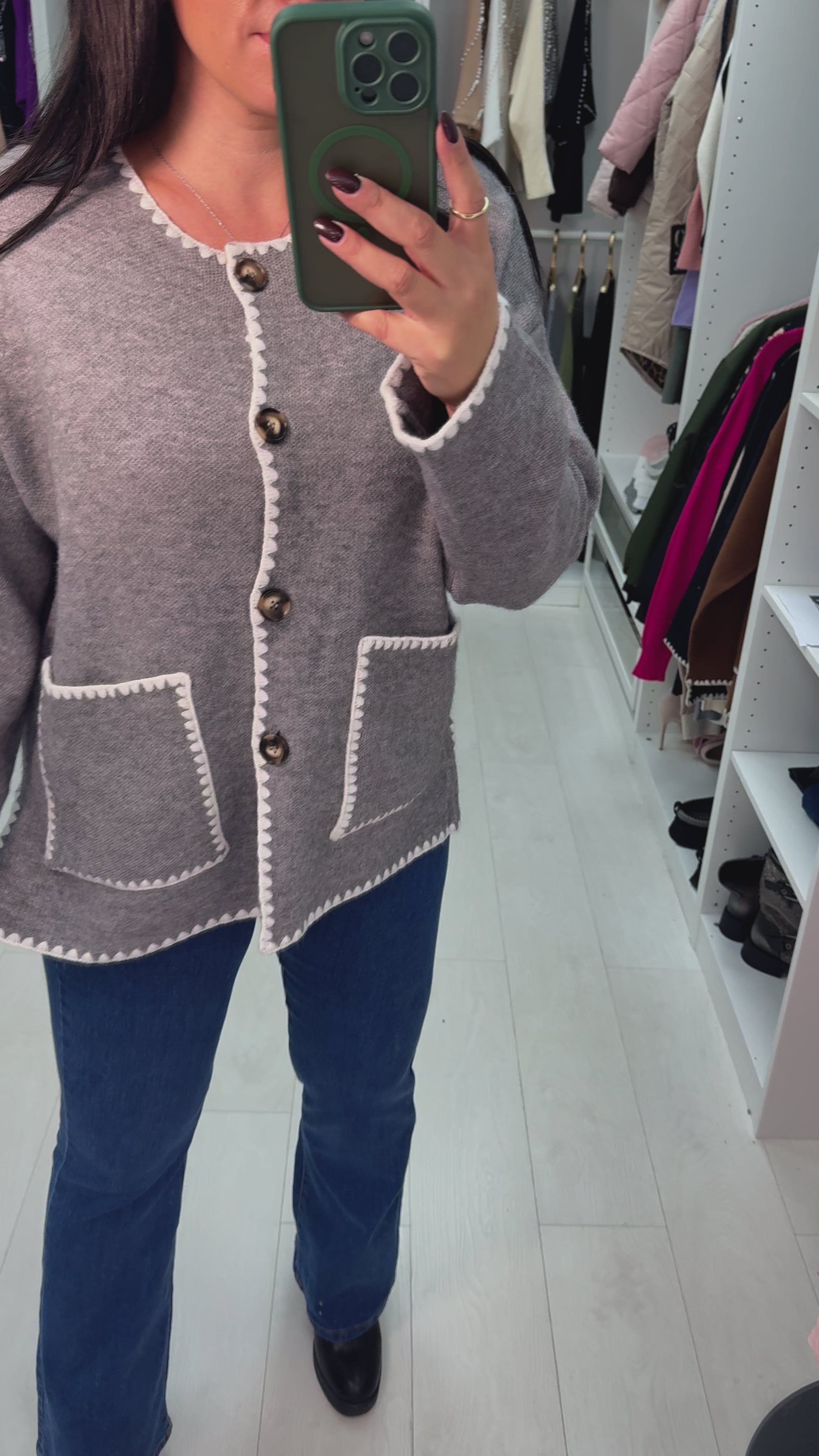 Aryanna Contrast Stitch Cardigan