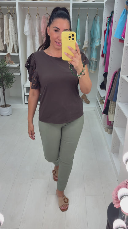 Kimberly Crochet Sleeve T-shirt