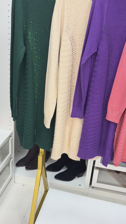 Fabia Plain Embellished Detail Longline Jumper