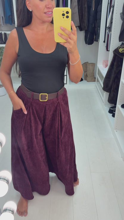 Layara Plain Belted Wide Leg Trousers