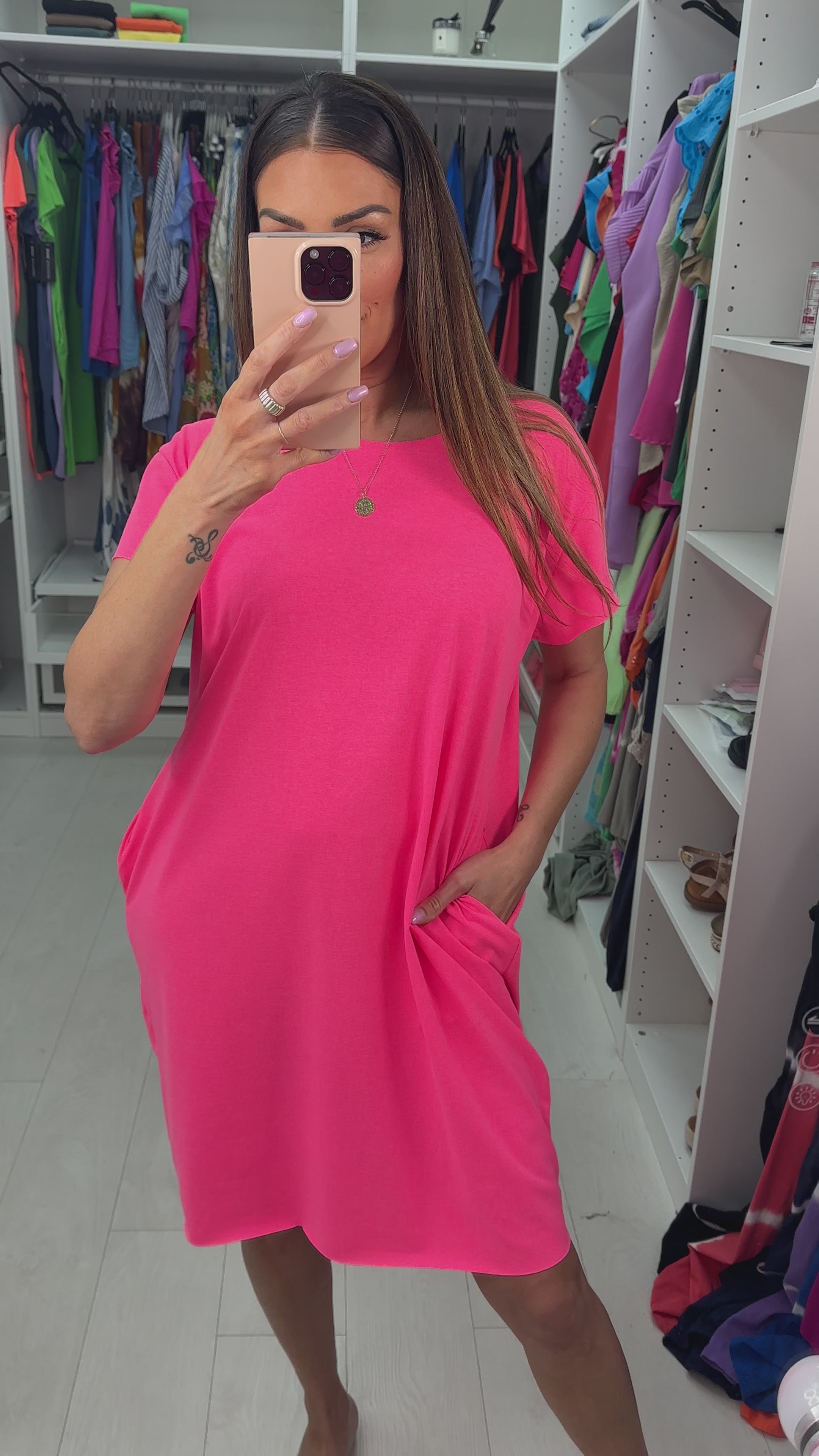 Load video: Carmen Plain Loose Fit Pocket Dress