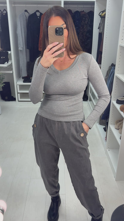 Kamil Acid Washed Effect Button Detail Joggers