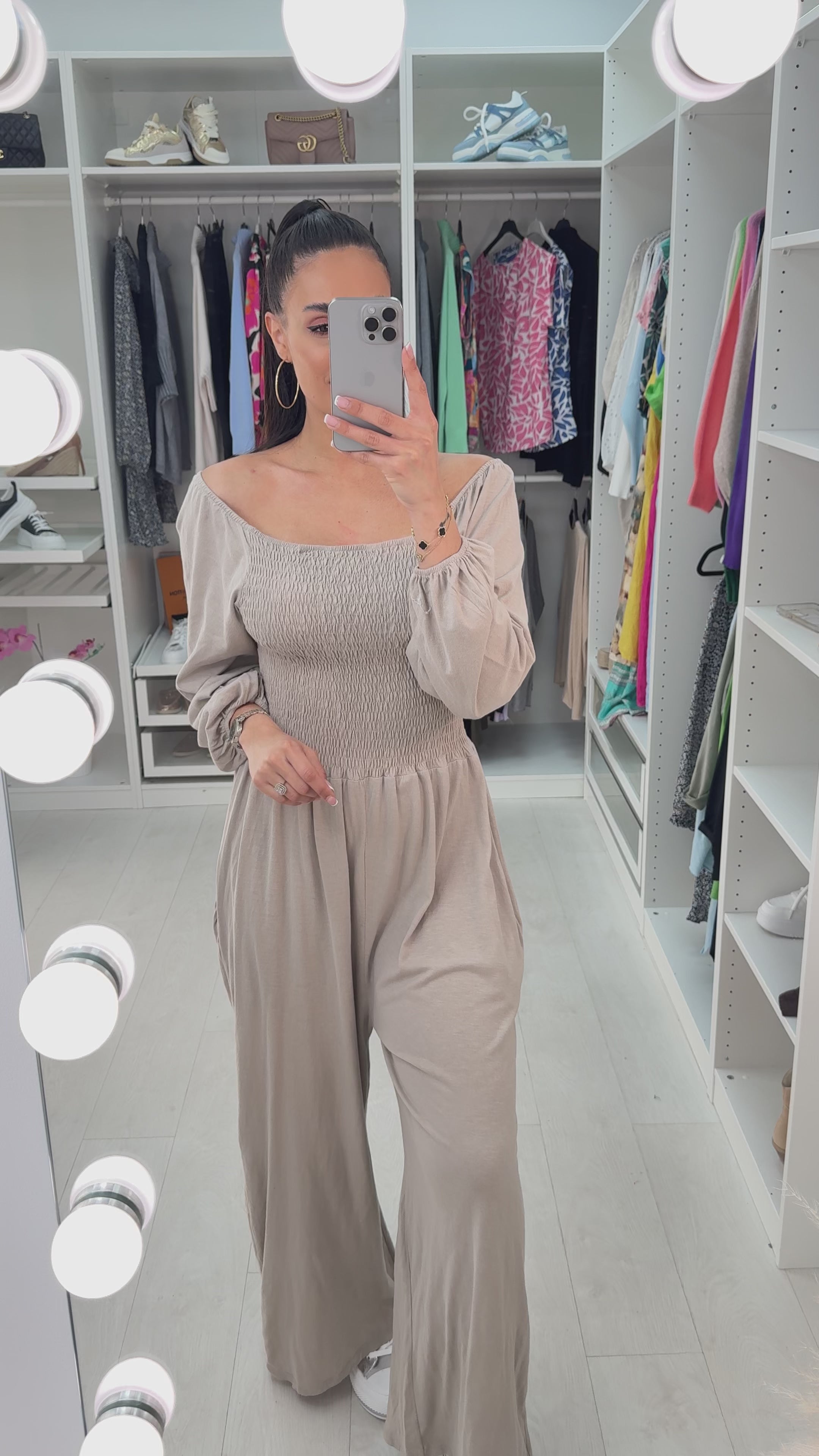 Janie Bardot Plain Elasticated Bust Jumpsuit