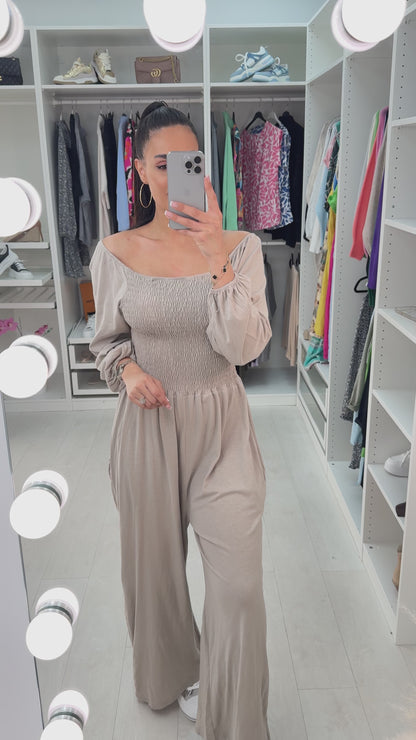 Janie Bardot Plain Elasticated Bust Jumpsuit