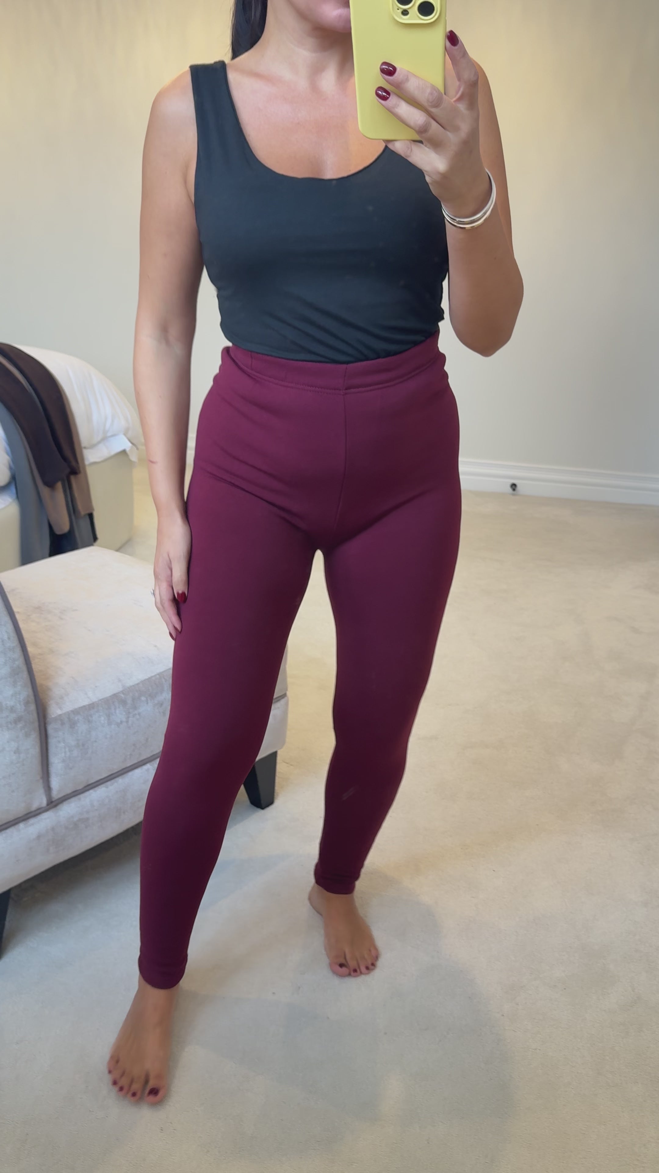 Load video: Moda Plain Thermal Leggings