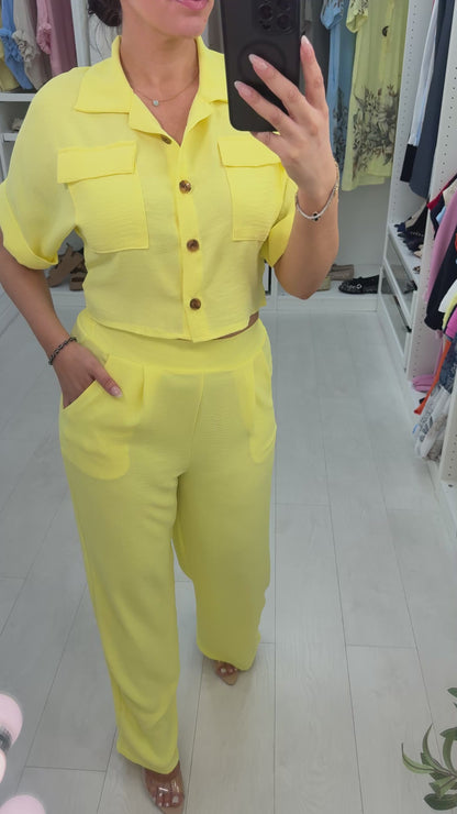 Shanice Plain Cropped Shirt Co-ord Set