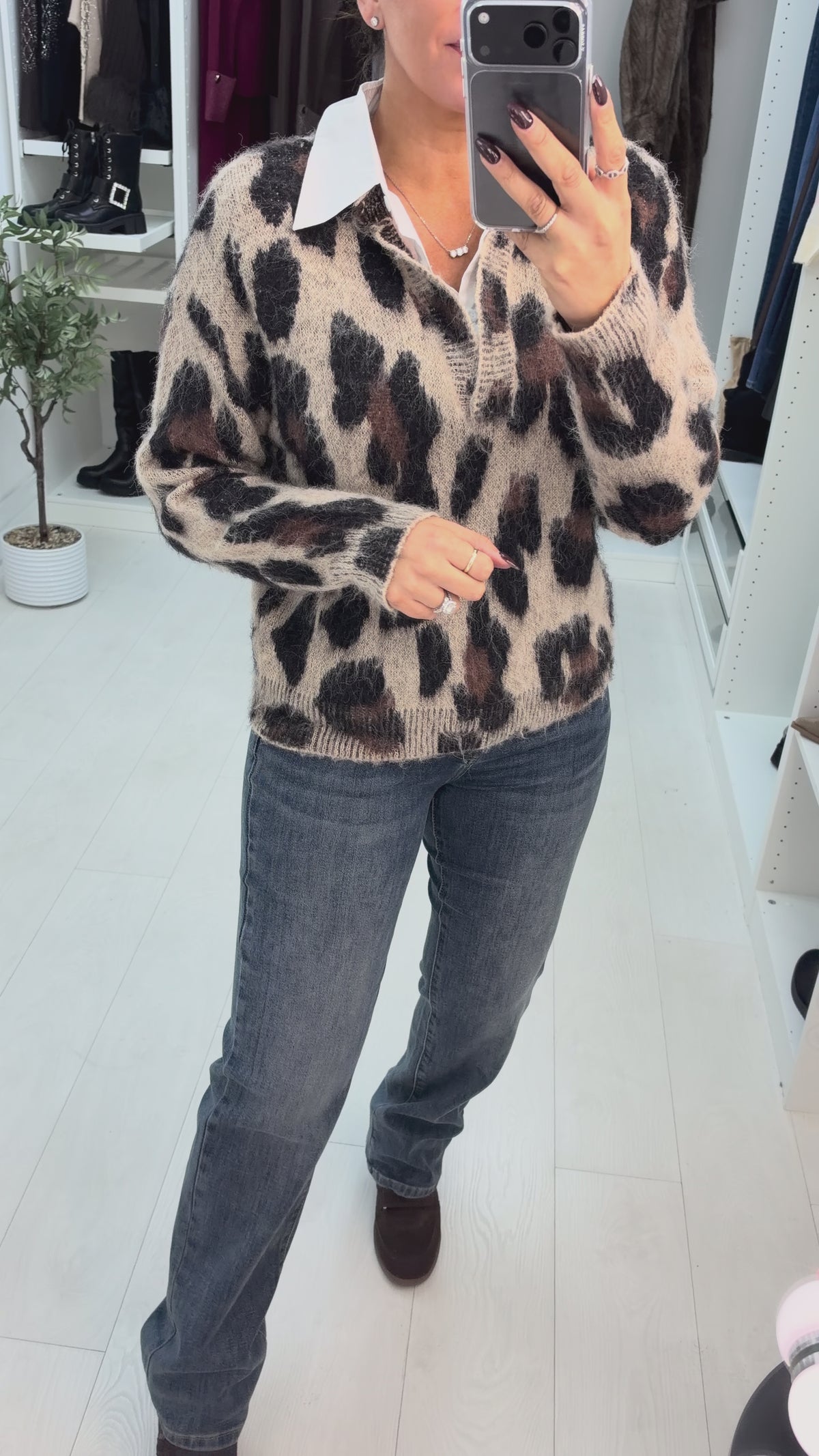 Paulina 2 In 1 Leopard Print Shirt Jumper