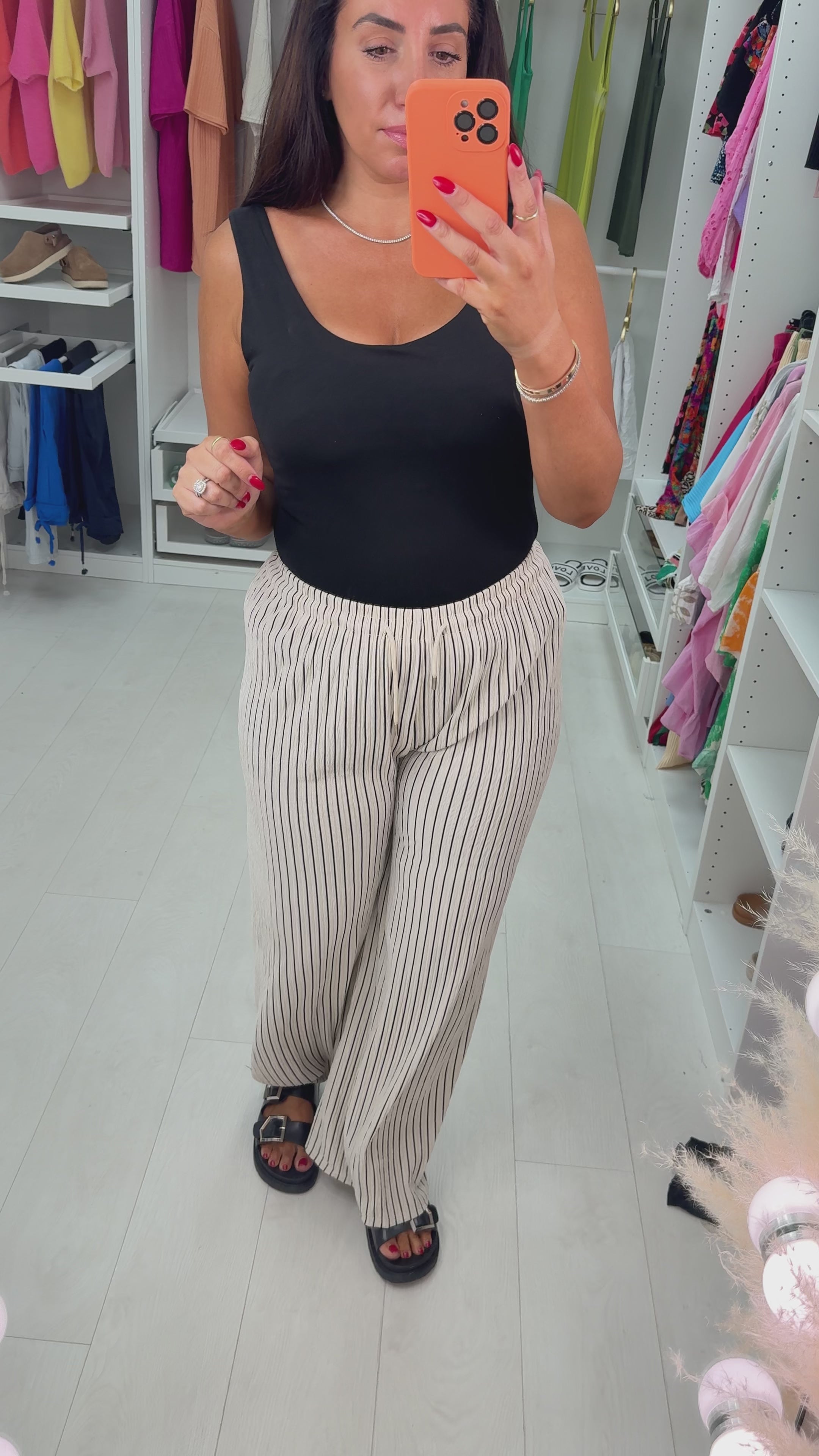 Shania Pleated Striped Trousers