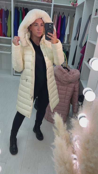Melinda Faux Fur Hooded Puffer Coat
