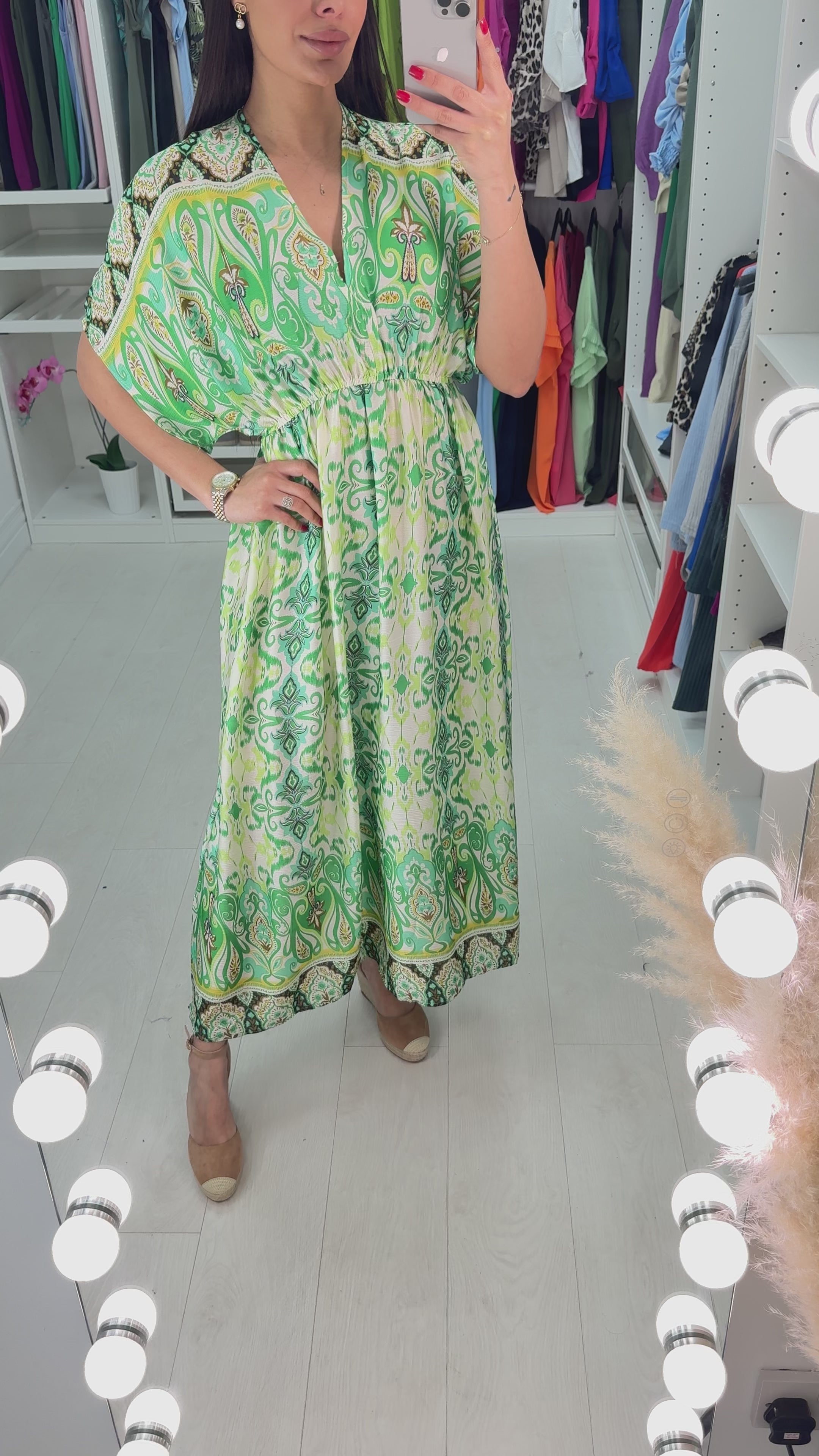 Clare Abstract Print Drop Shoulder Maxi Dress