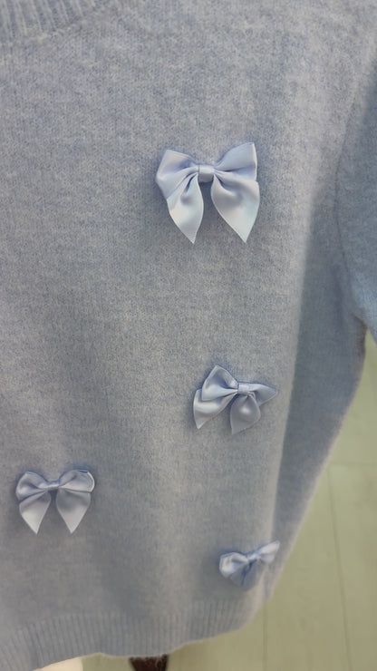 Renalia Plain Bow Detailed Short Sleeve Jumper