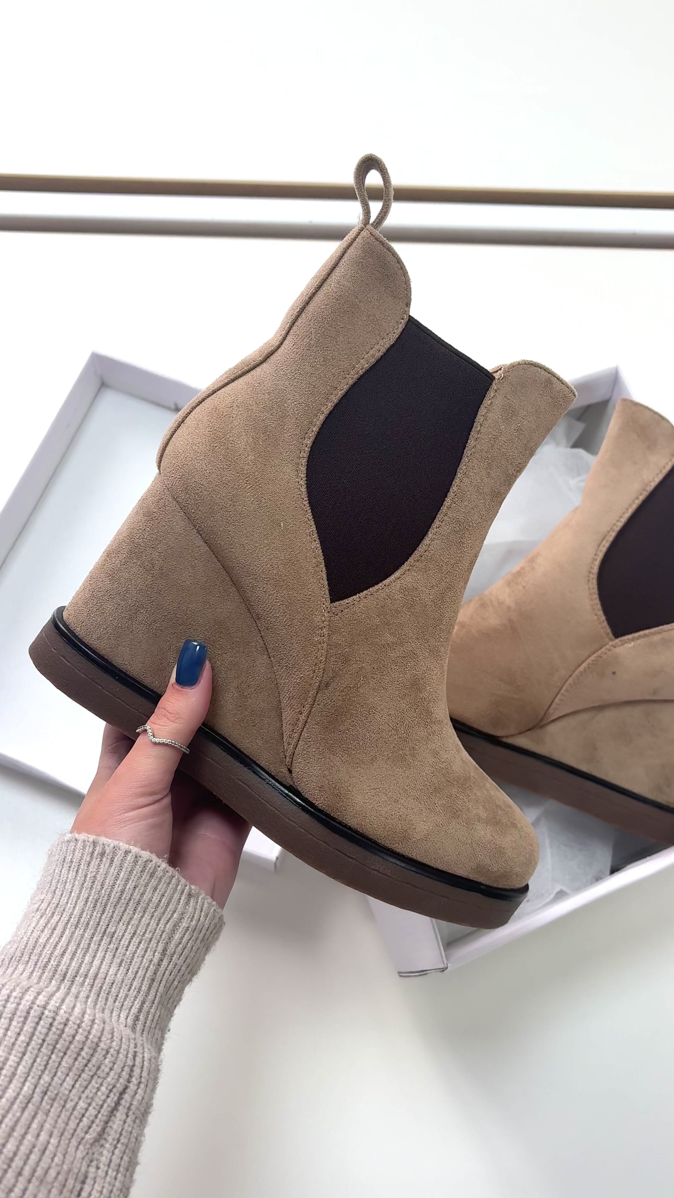 Tiana Plain Faux Suede Wedge Boots