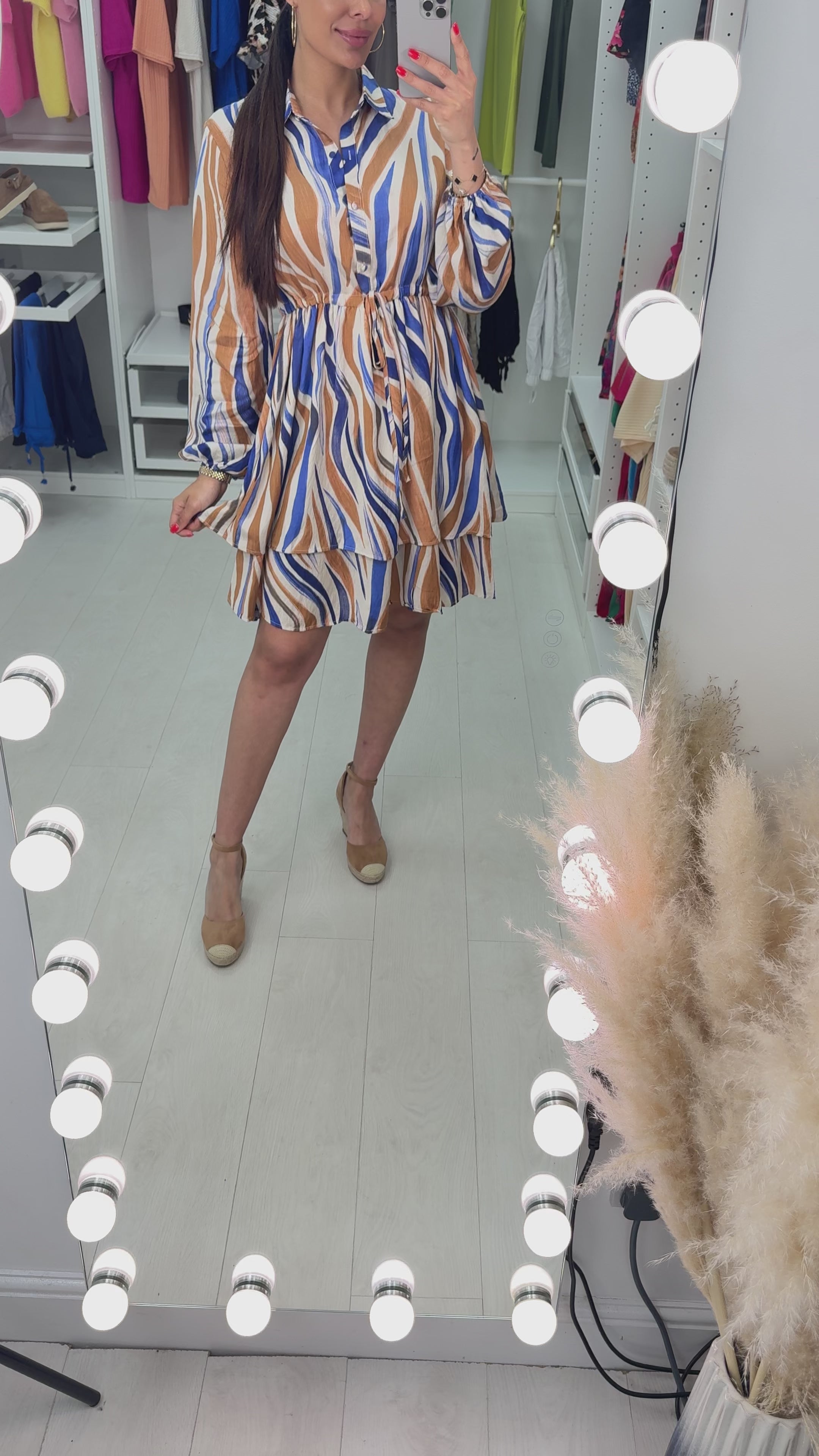 Load video: Luella Drawstring Waist Shirt Dress