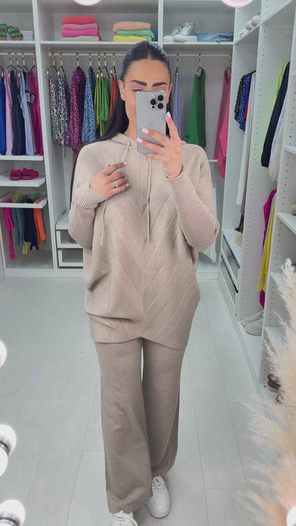 Pixie Asymmetric Detail Hooded Loungewear Set