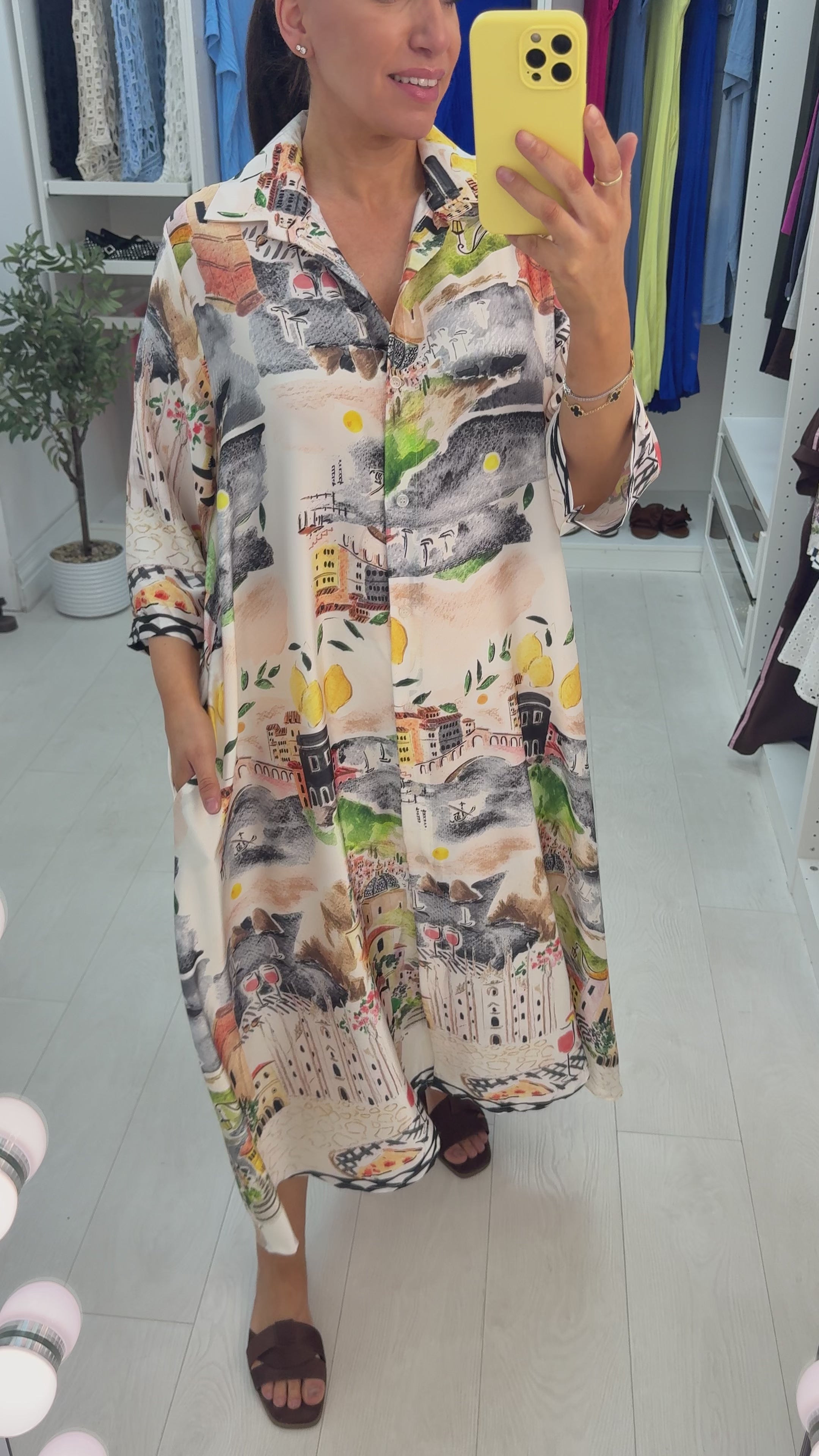 Kaylie Satin Button Front Maxi Shirt Dress