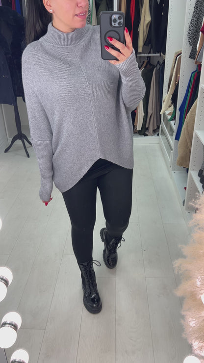 Rokeby Ribbed High Collar Batwing Jumper