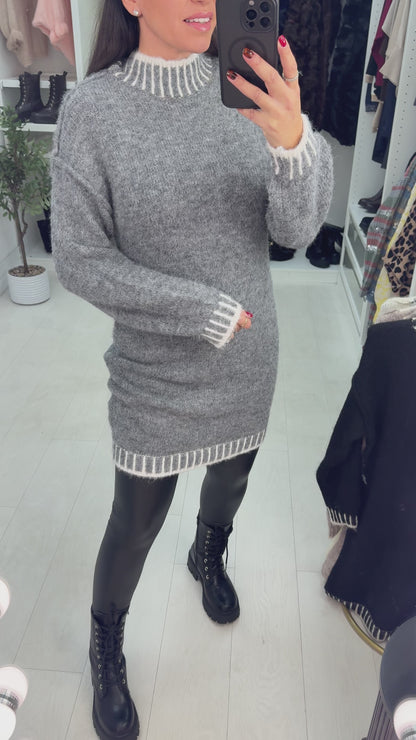 Margot Stitched Hem Detailed Super Soft Jumper Dress