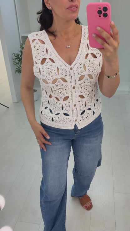 Derin Sequin Crochet Detail Cardigan