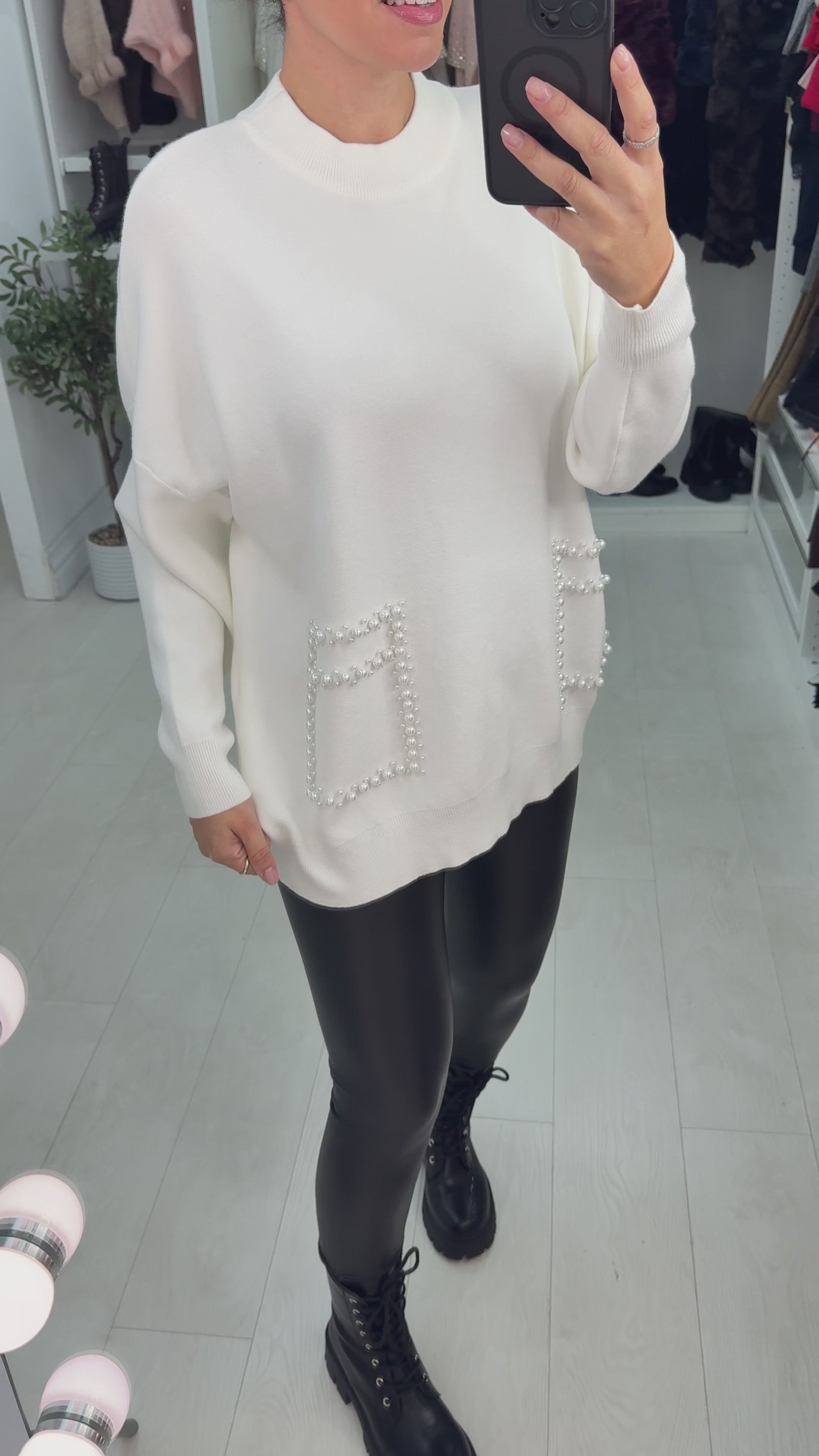 Carolina Plain Pearl Detail Jumper