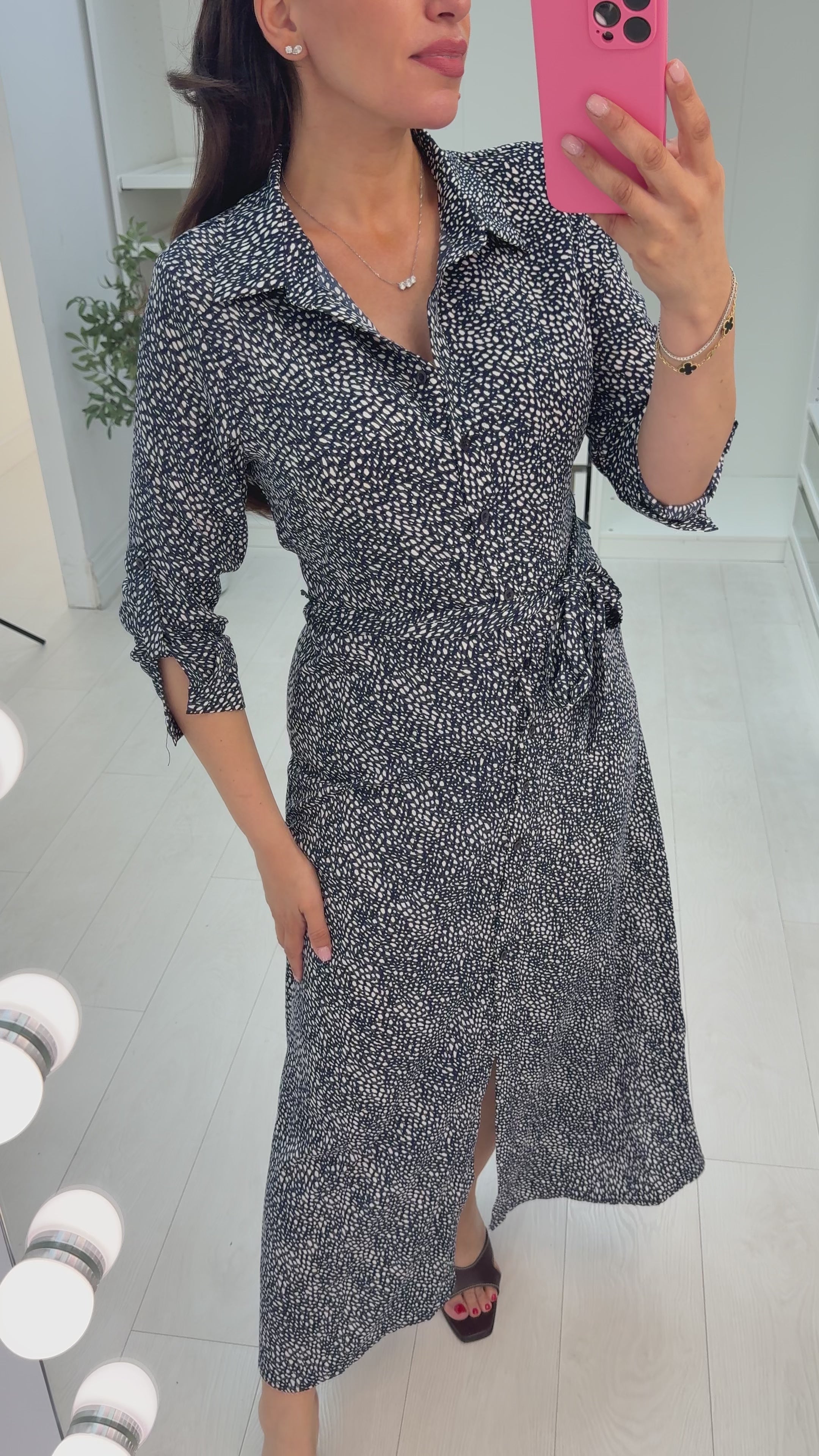 Load video: Izara Abstract Print Maxi Shirt Dress
