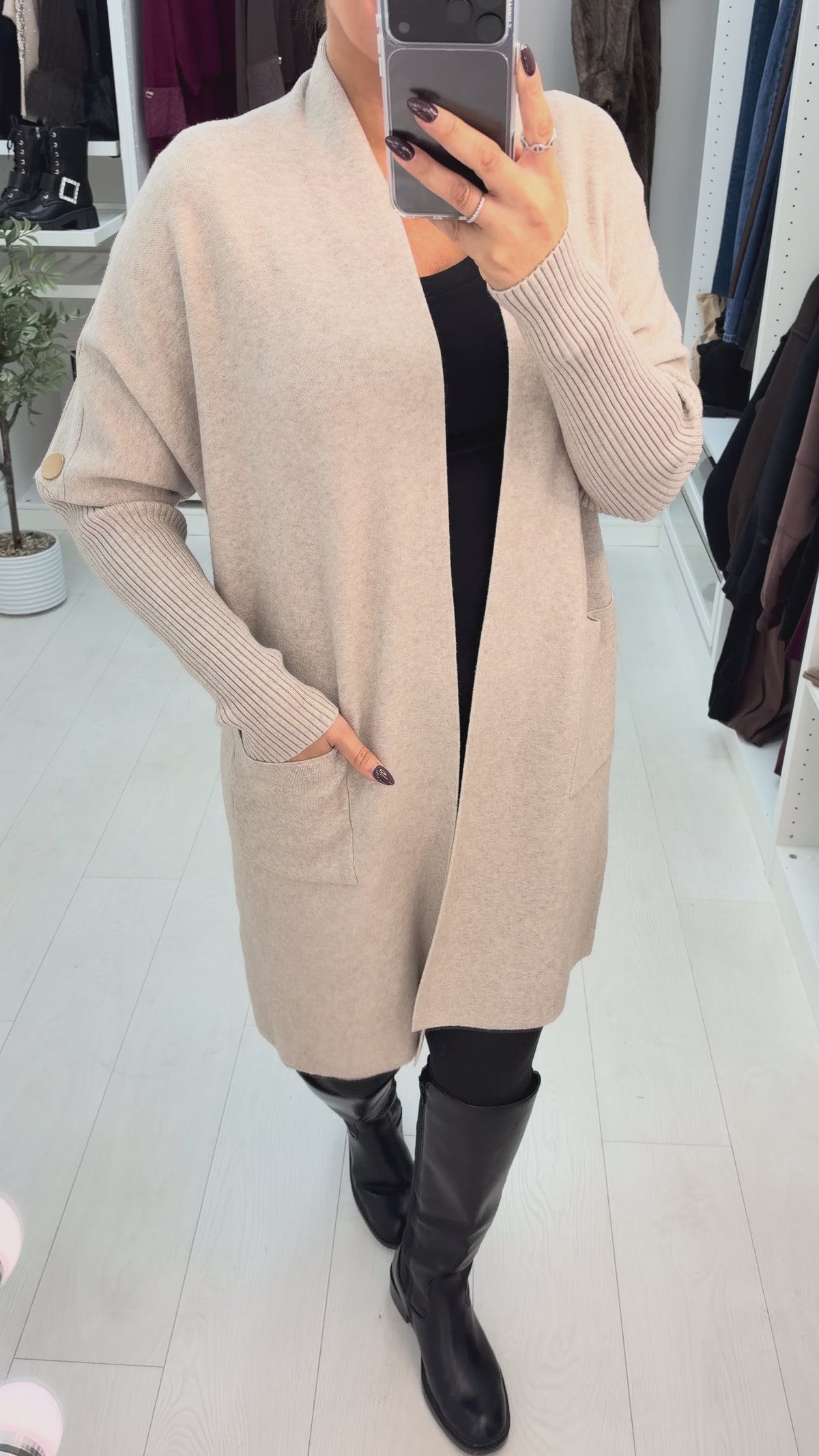 Tilliana Plain Button Detailed Longline Cardigan