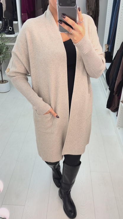 Tilliana Plain Button Detailed Longline Cardigan