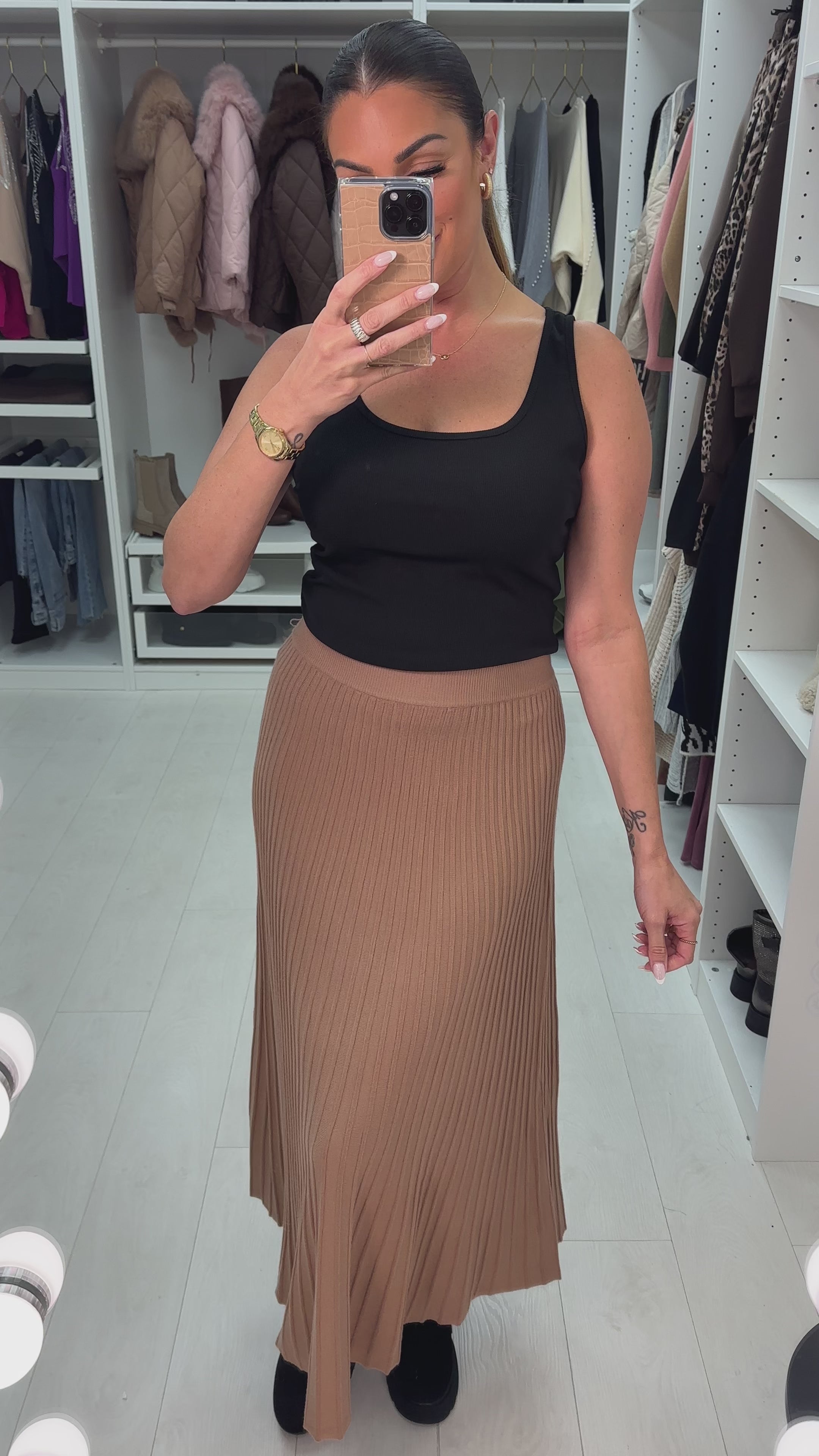 Polly Plain Pleated Knitted Skirt