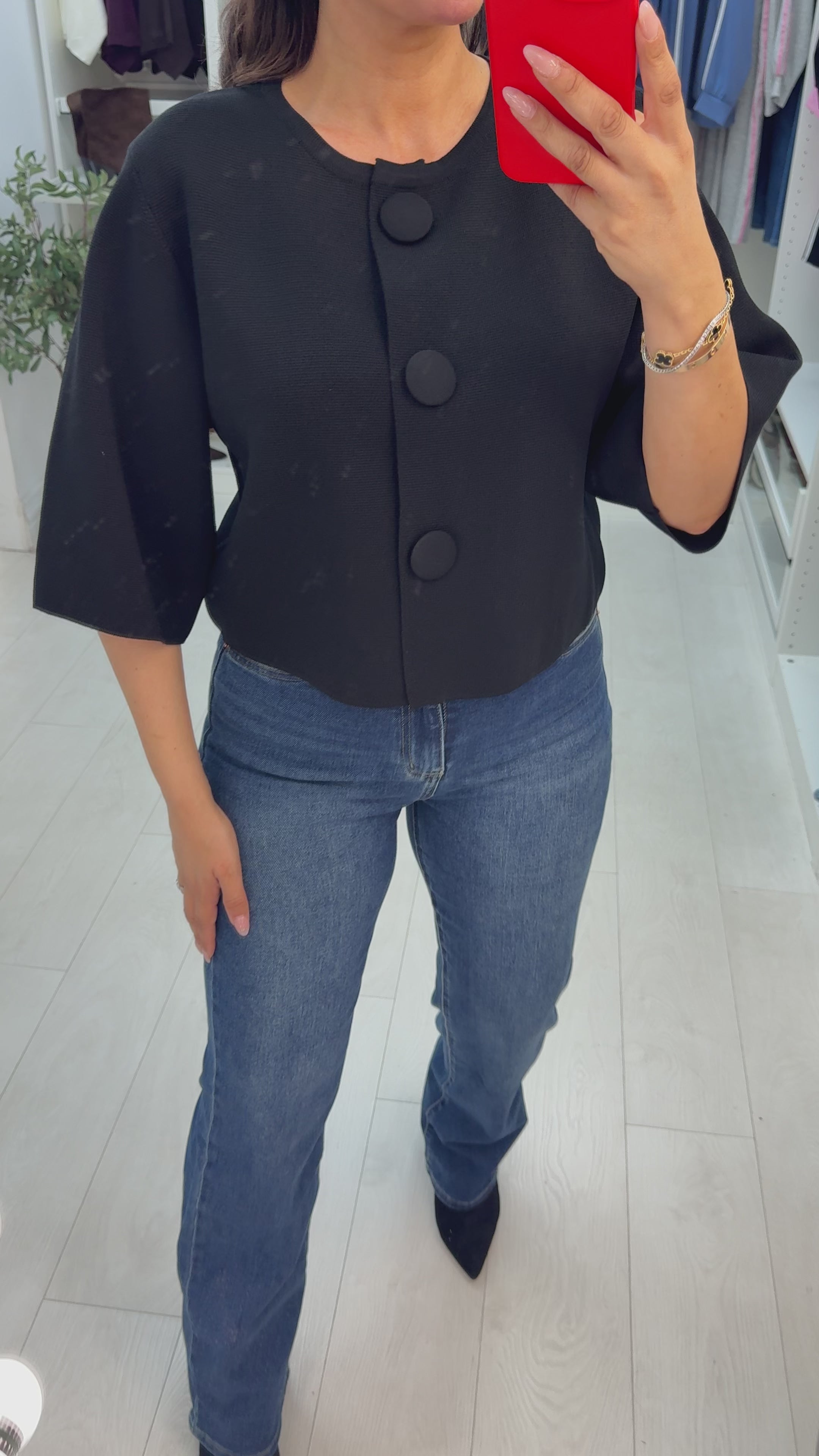Florie Button Front Knit Top