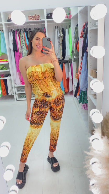 Benson Snake Print Ruffle Bandeau Jumpsuit