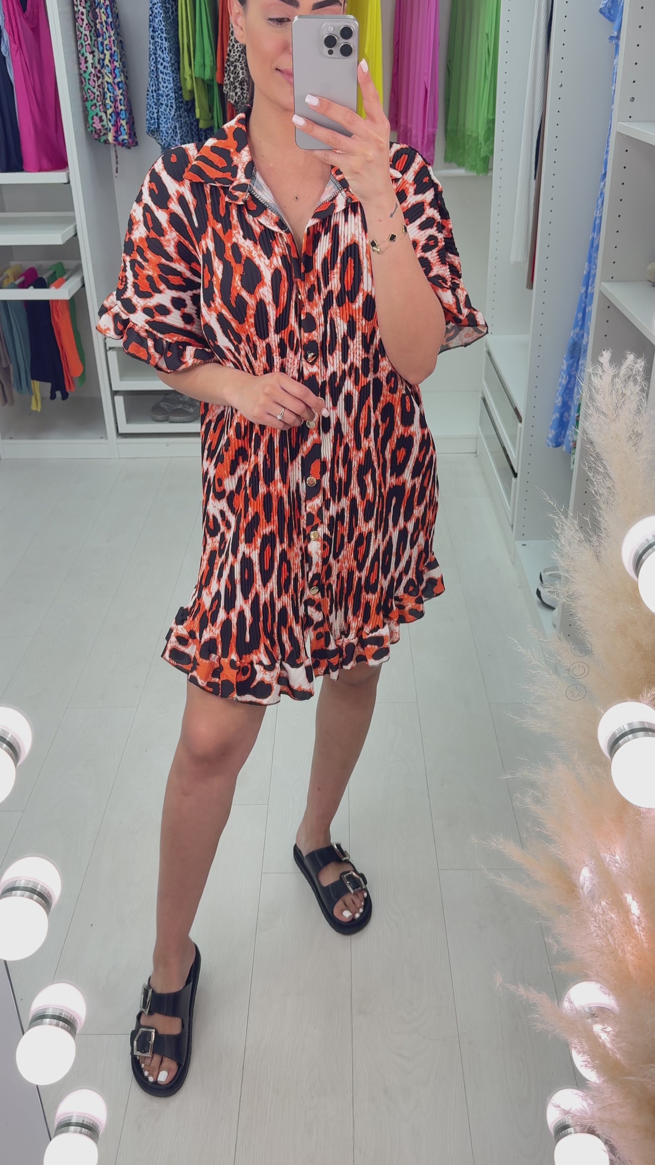 Esmera Animal Print Pleated Dress