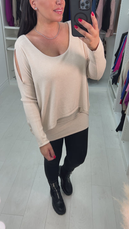 Candace Cold Shoulder Double Layered Jumper
