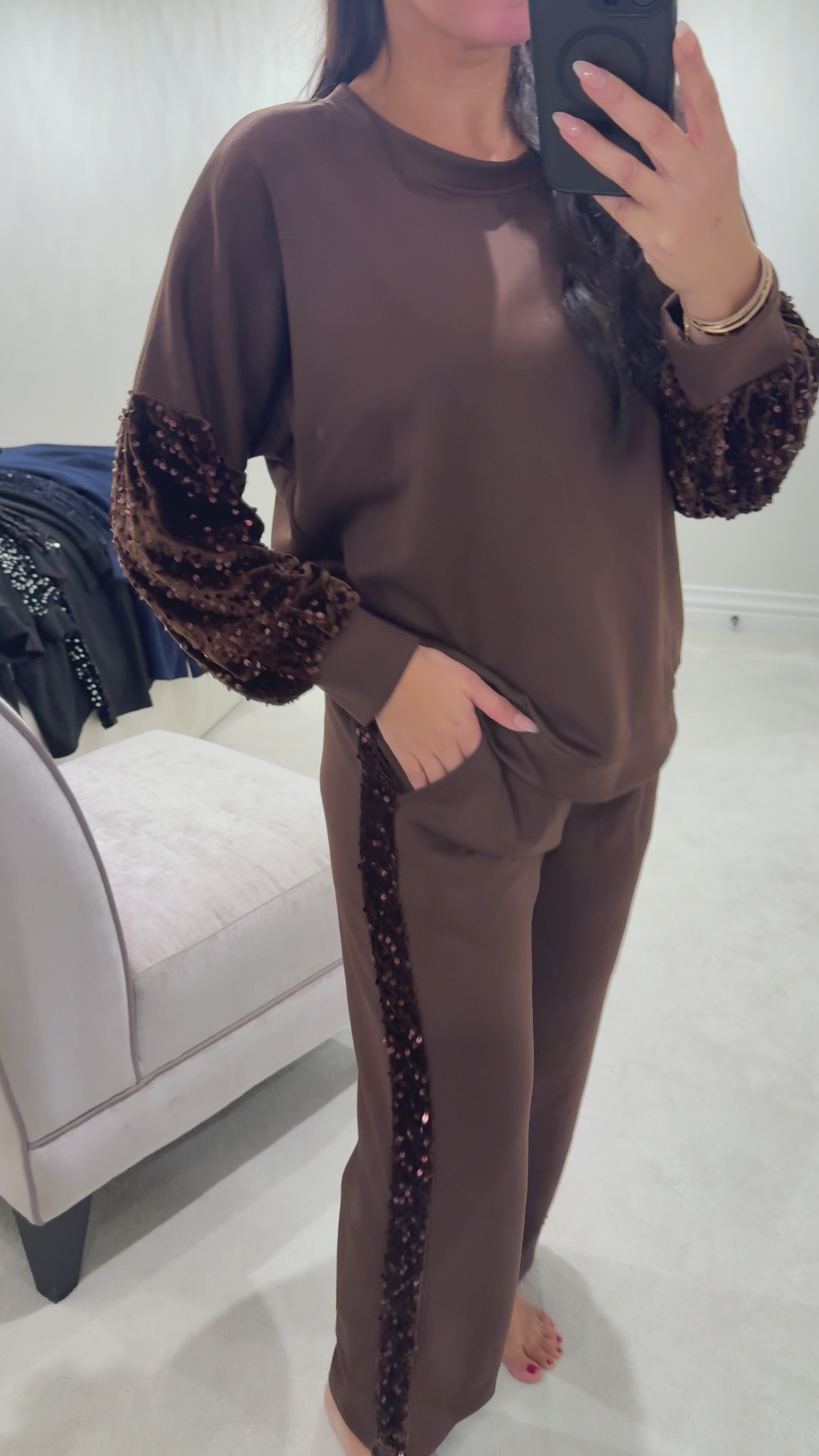 Tarin Sequin Detail Loungewear Set