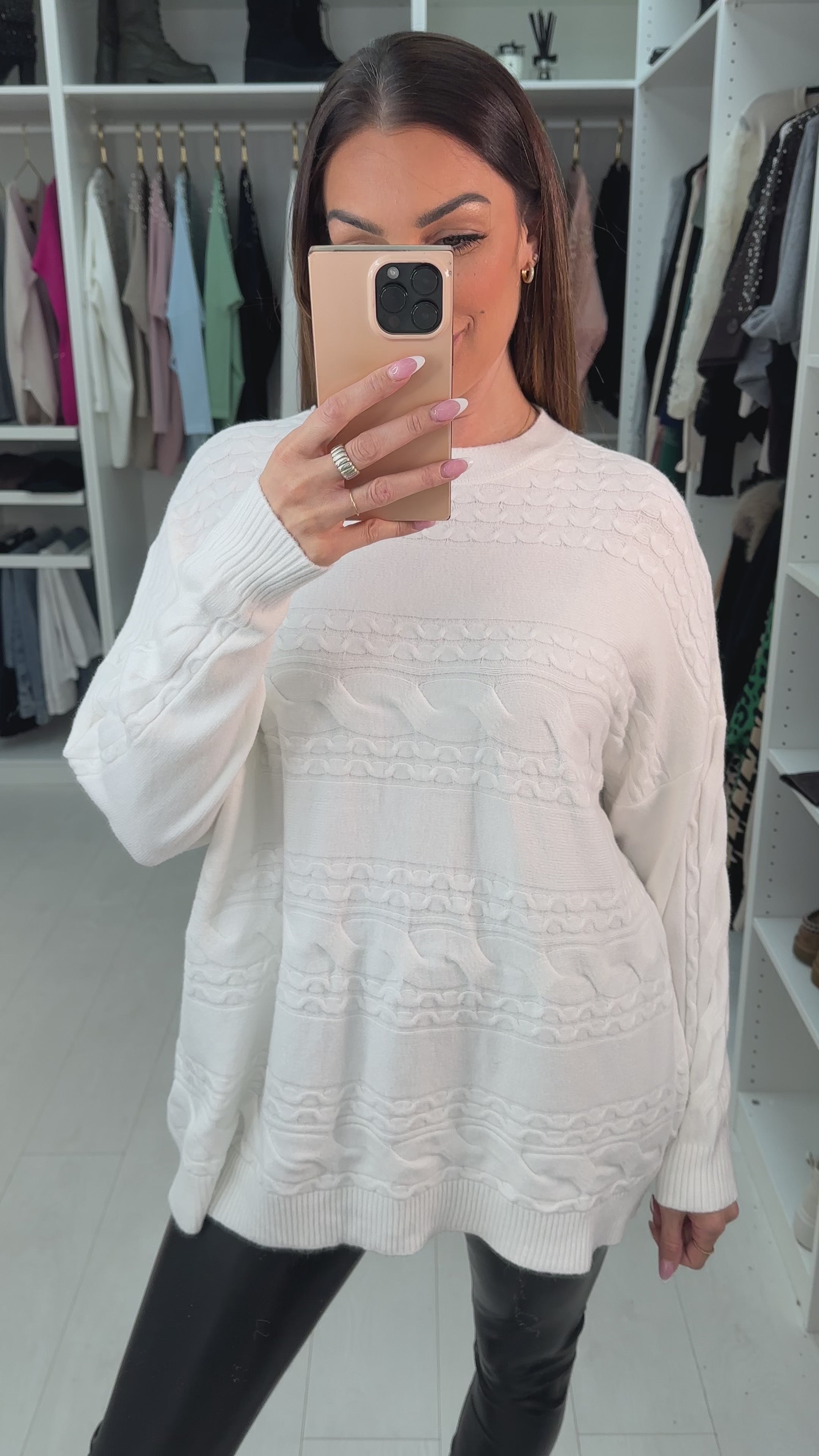 Cathleen Plain Oversized Cable Knit Jumper