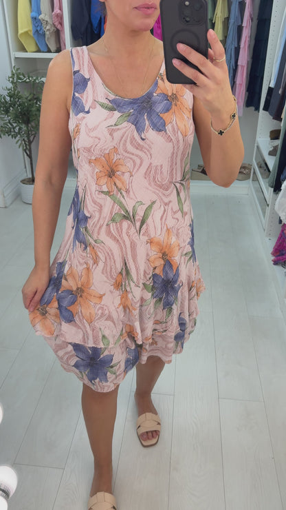 Hayley Floral Print Loose Fit Floaty Midi Dress