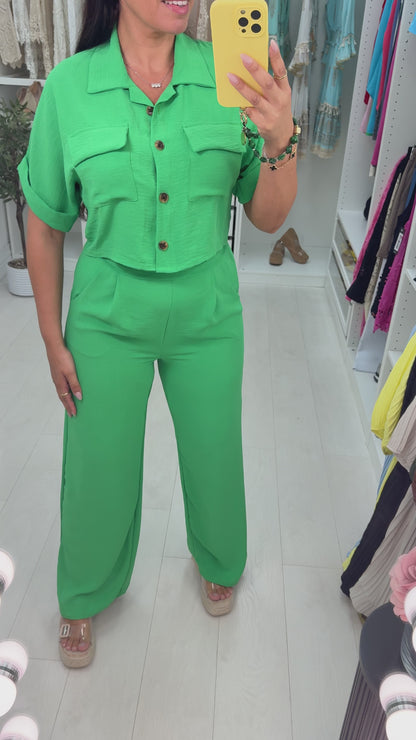 Shanice Plain Cropped Shirt Co-ord Set