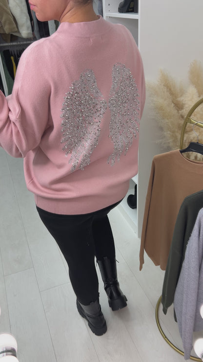 Tanna Studded Angel Wing Back Knit Jumper