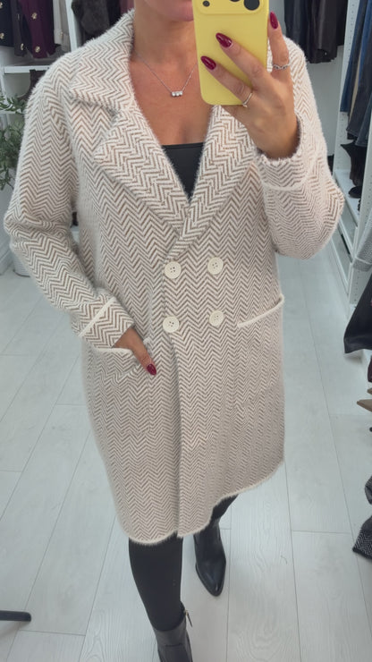Tammi Zig Zag Detailed Fluffy Cardi Coat