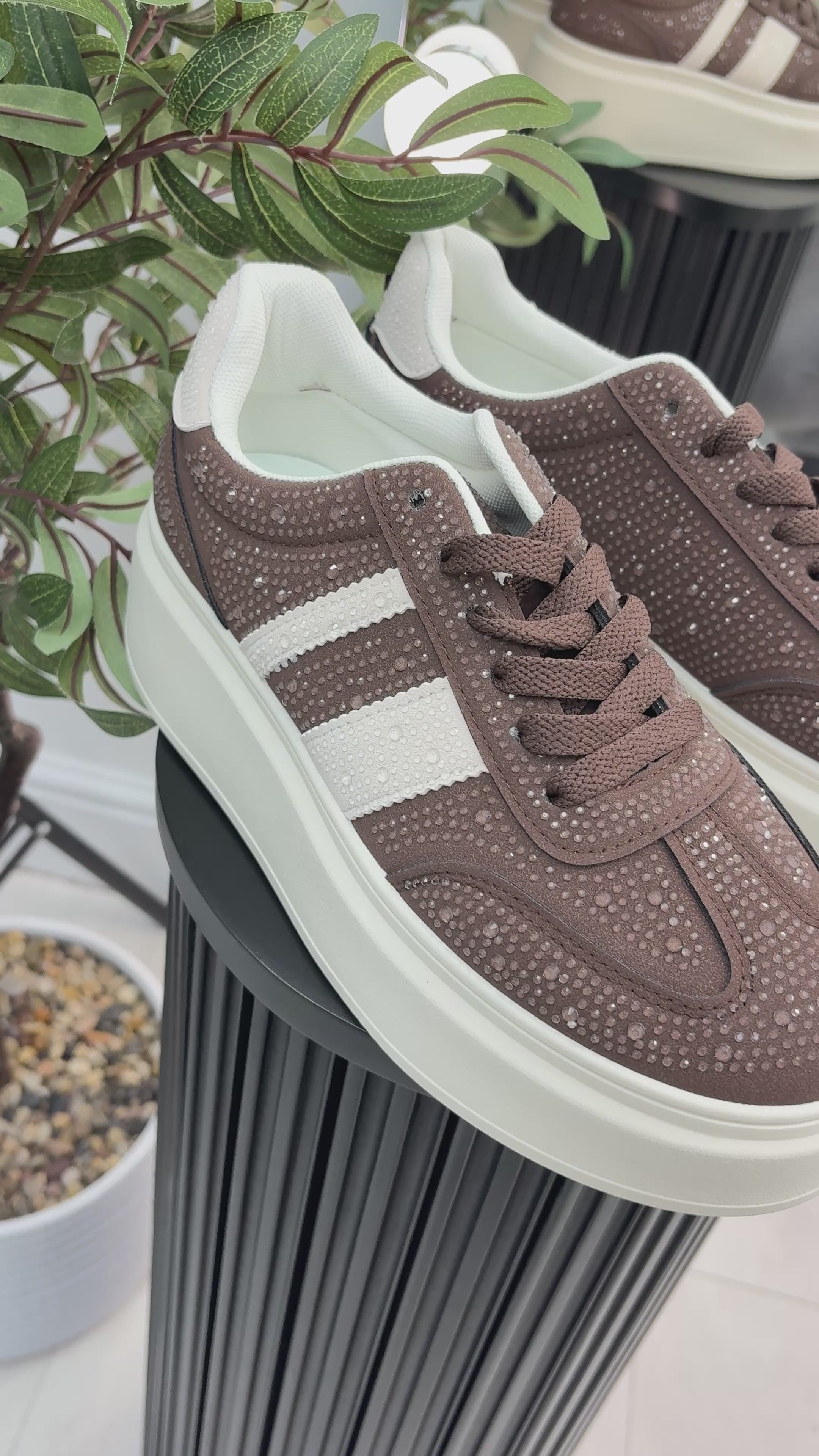 Load video: Tabitha Embellished Platform Trainers