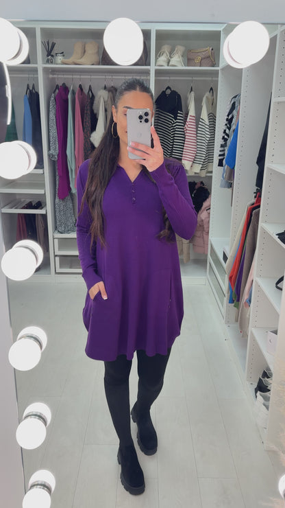 Mira Glitter Button Tunic Jumper