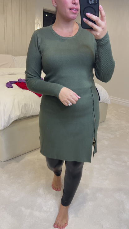 Savannah Zip Detail Knitted Jumper Dress