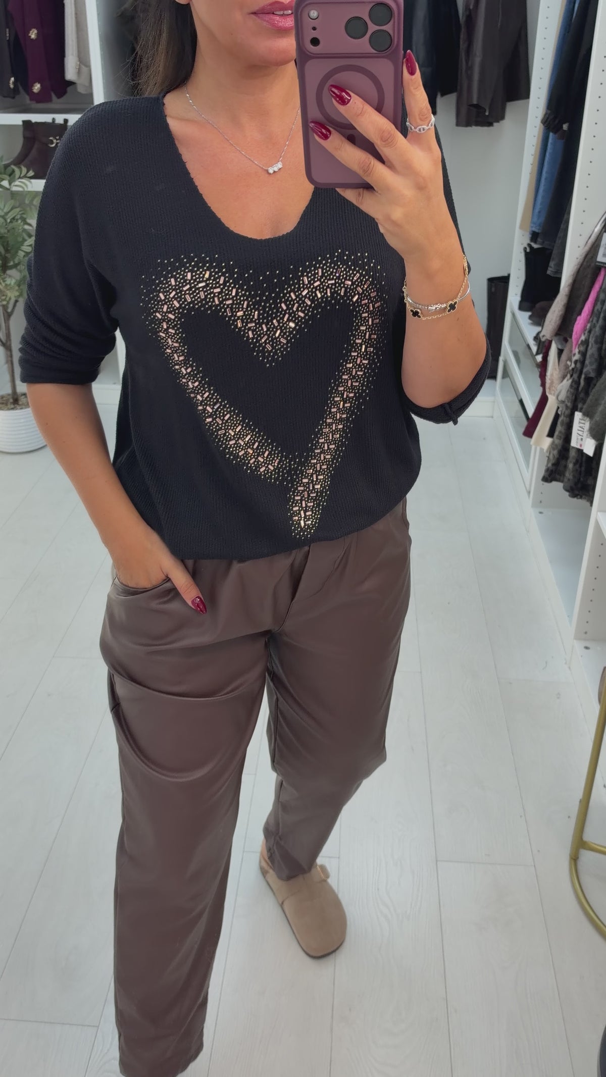 Mella Embellished Heart Loose Fit Jumper