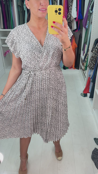 Trudy Wrap Effect Pleat Dress