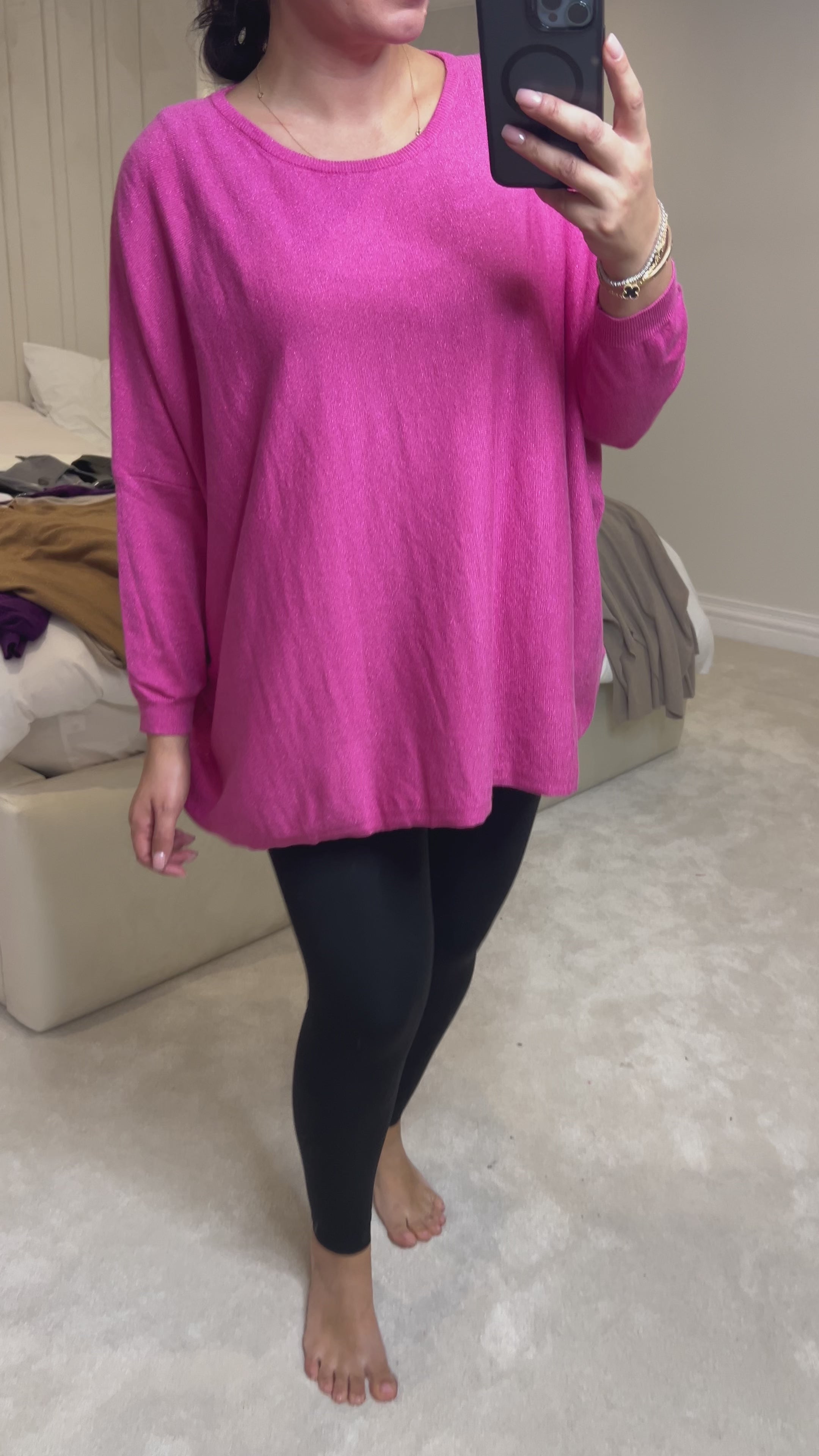 Jayne Batwing Plain Glitter Jumper