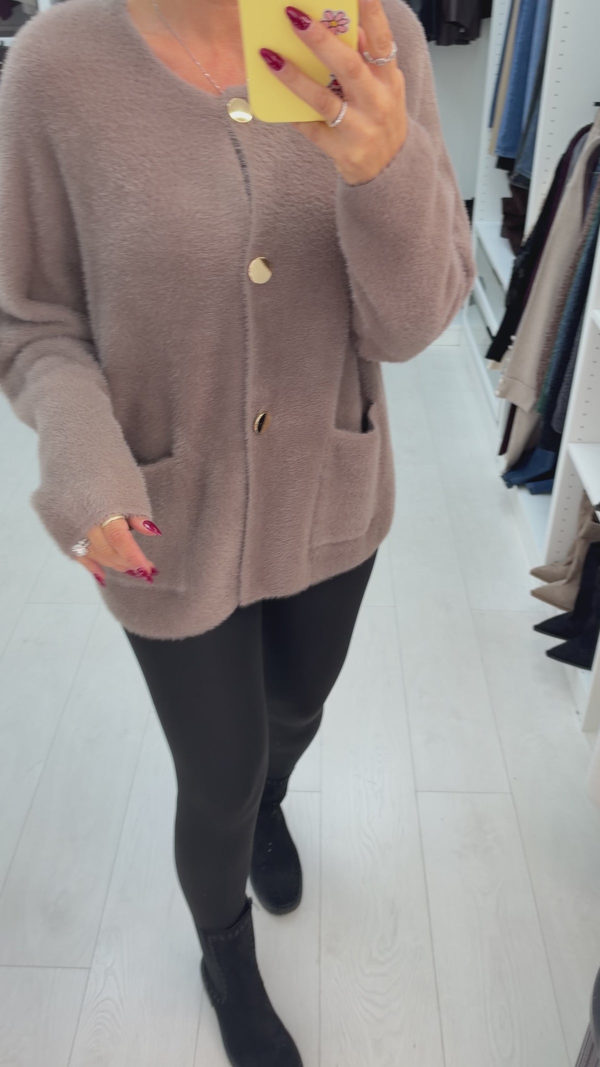Nellis Super Soft Fluffy Button Front Cardigan