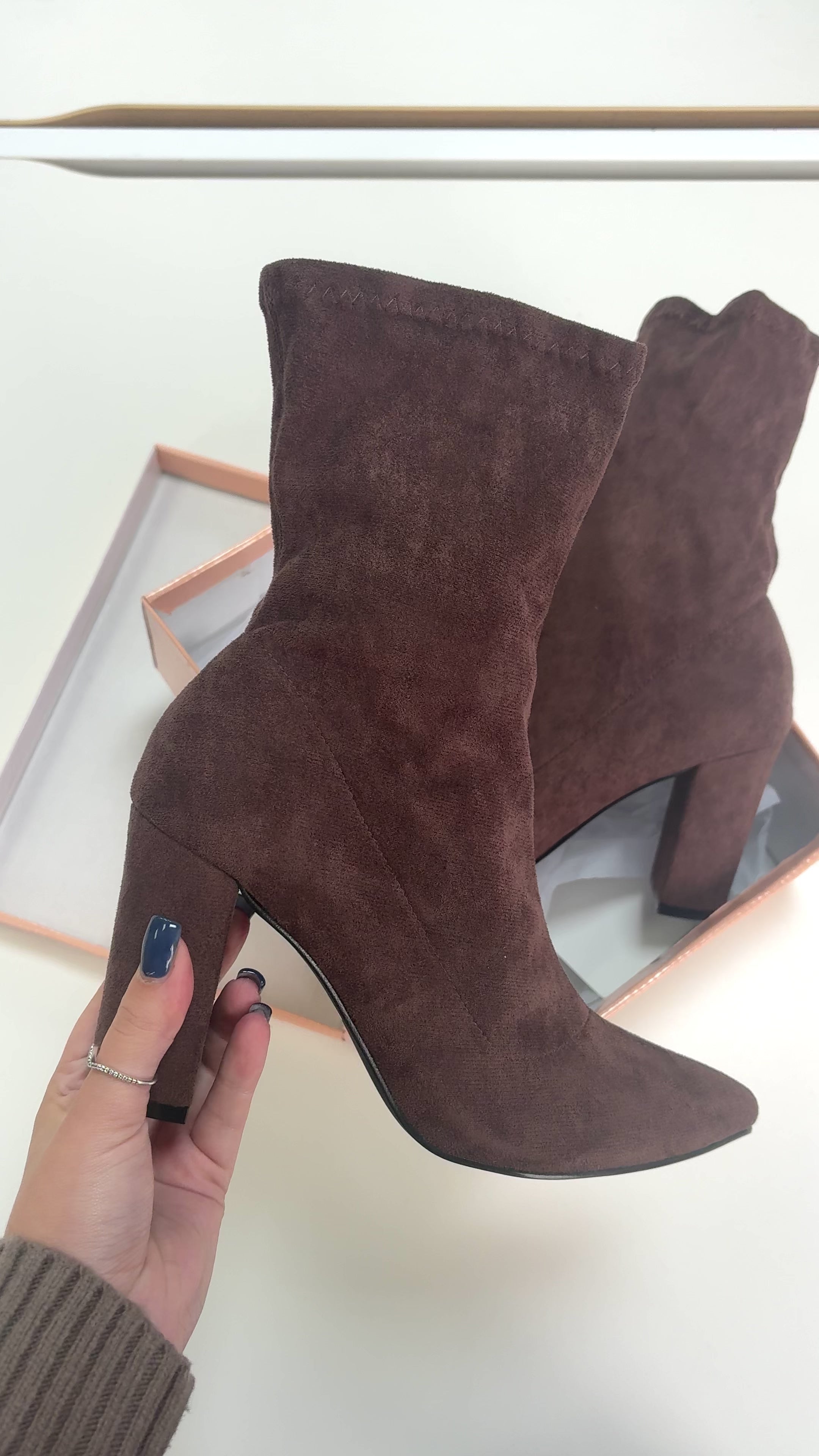 Rochella Faux Suede Heeled Boots