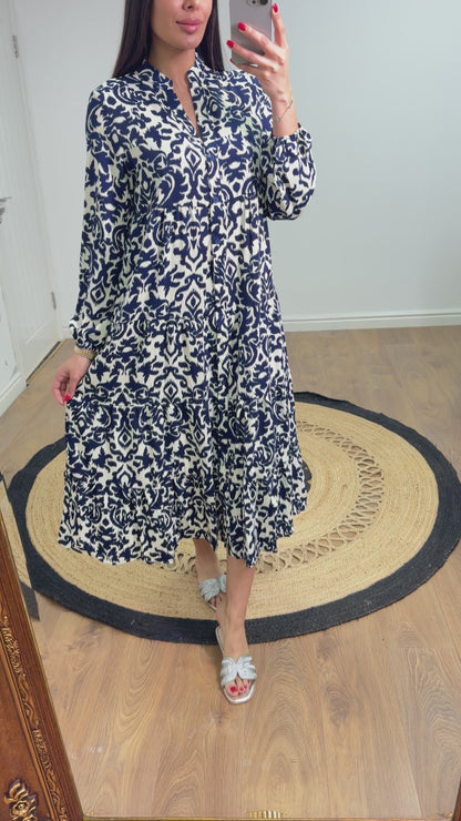 Earla V Neck Patterned Maxi Dress